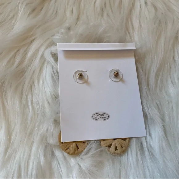 BaubleBar Straw / Rattan / Raffia Triple Drop Earrings - New on Card - NWT - Picture 7 of 7